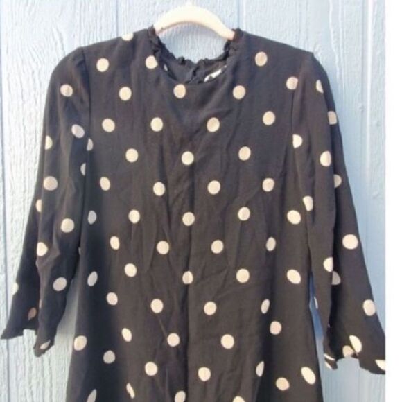 Kate Spade Women’s Size 2 Dizzy Dot Sheath Dress Black Tan 3/4 Sleeve High Neck - Picture 11 of 14